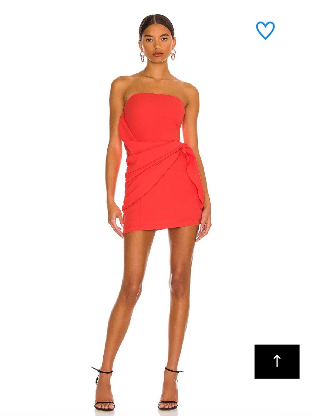 superdown Strapless Red Mini Dress with Draped Side Knot
